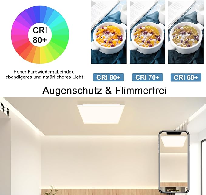 ZMH LED Deckenleuchte Dimmbar Fernbedienung -18W RGB Farbwechsel Deckenlampe Eckig 30CM Flach LED Panel 3000K-6500K für Schlafzimmer Kinderzimmer Küche Wohnzimmer Badezimmer