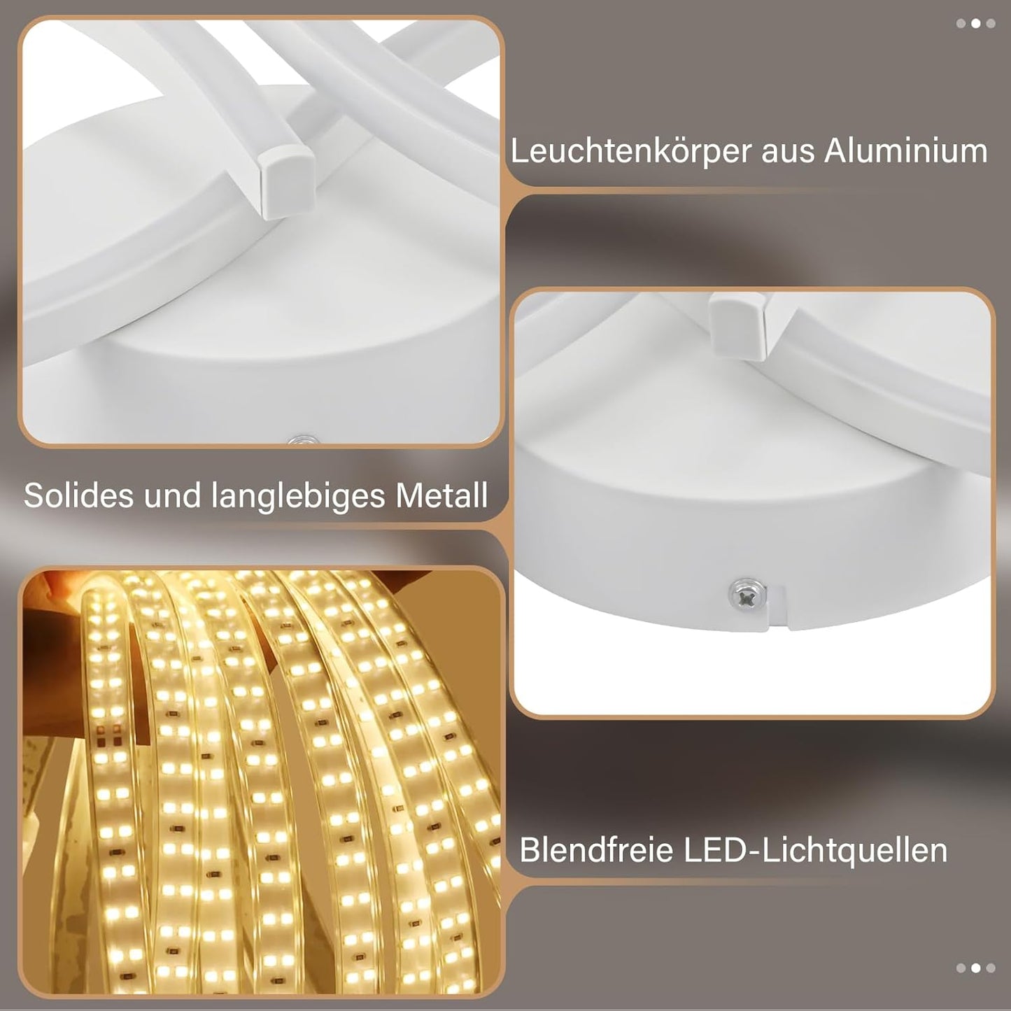 ZMH Deckenleuchte LED Deckenlampe Schlafzimmer - 24W Küchenlampe Moderne Kreative Design Wohnzimmerlampe 3000K Warmweiß Flurlampe Schlafzimmerlampe Weiß Deckenlampen für Esszimmer Kinderzimmer