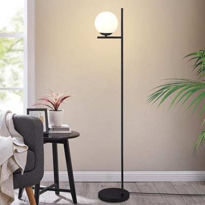 ZMH Stehlampe Wohnzimmer Modern Standleuchte - Gold/Schwarz Industrial Stehleuchte mit Fußschalter Metall Design aus Weiß Glas Standlampe E27 Vintage Bodenlampe Kabel 2M für Schlafzimmer Büro kinderzimmer