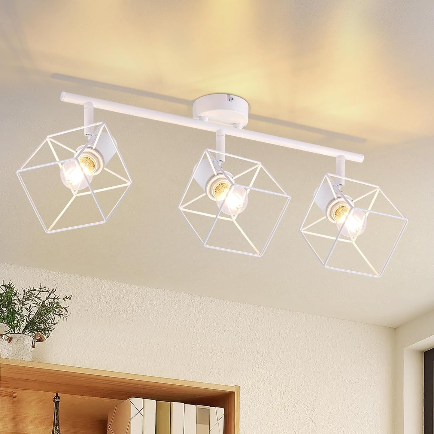 ZMH Deckenstrahler Deckenlampe 3 Flammig - E14 Deckenspots Deckenleuchte Wei? 350¡ã Schwenkbar Modern Wohnzimmerlampe K¨¹chenlampe Flurlampe f¨¹r Schlafzimmer B¨¹ro - Ohne Leuchtmittel