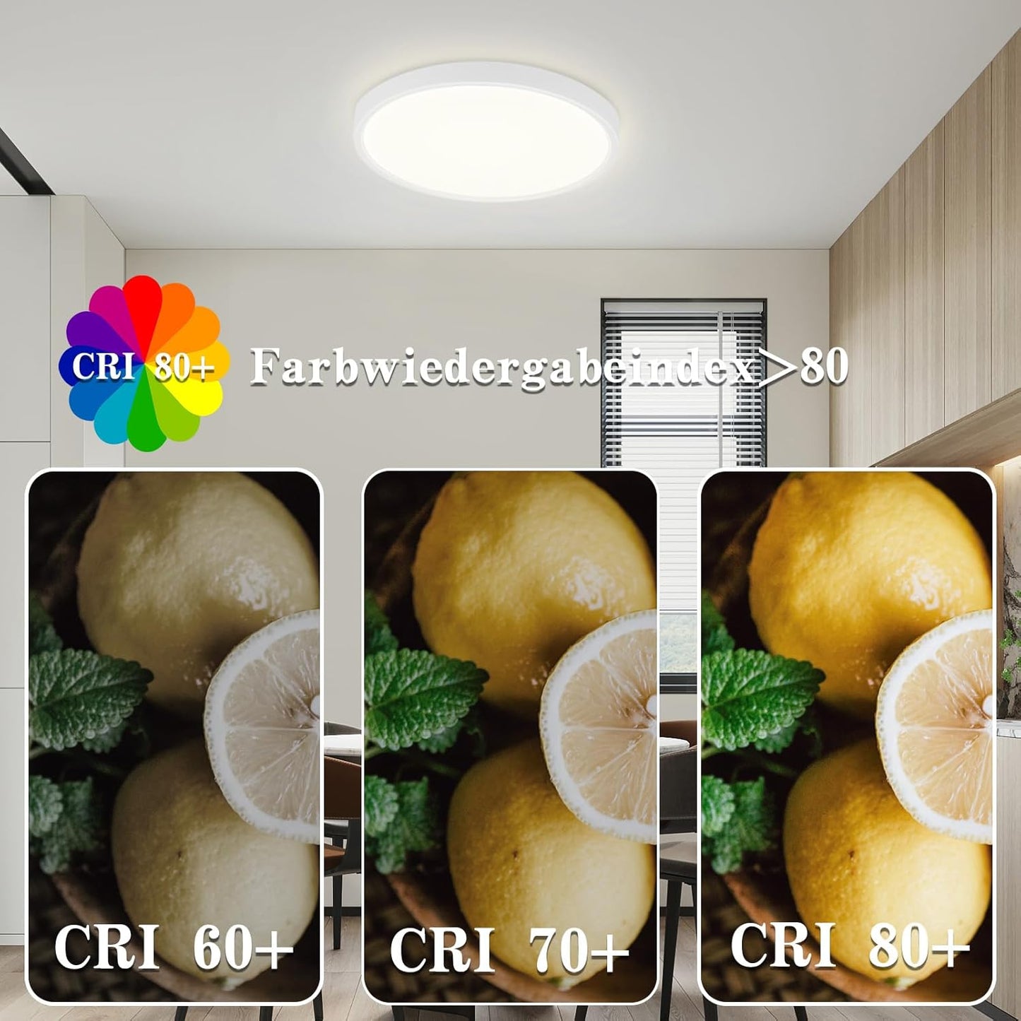 ZMH Deckenlampe LED Deckenleuchte Schlafzimmer - Schlafzimmerlampe Flach Küchenlampe Ø22cm Badlampe Rund 15W Badezimmer Deckenbeleuchtung Badezimmerlampe 4000K Flurlampe IP44 für Küche Flur Bad
