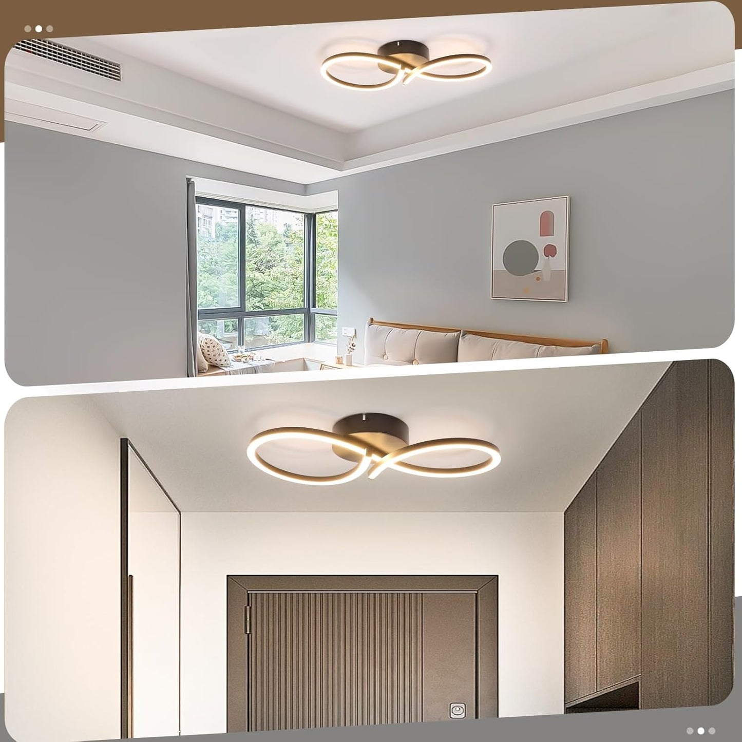 ZMH Deckenlampe LED Deckenleuchte Wohnzimmer - 24W Wohnzimmerlampe Modern Kreative Design Schwarz Küchenlampe 3000K Warmweiß Schlafzimmerlampe Flur Metall Deckenleuchten für Küche Büro