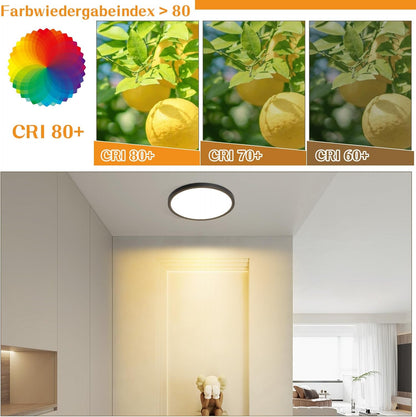 ZMH Deckenlampe LED Deckenleuchte Flach - Schlafzimmerlampe 18CM Badezimmerlampe 15W Küchenlampe Schlafzimmer Schwarz Deckenbeleuchtung Flurlampe Decke Badlampe 3000K für Küche Flur