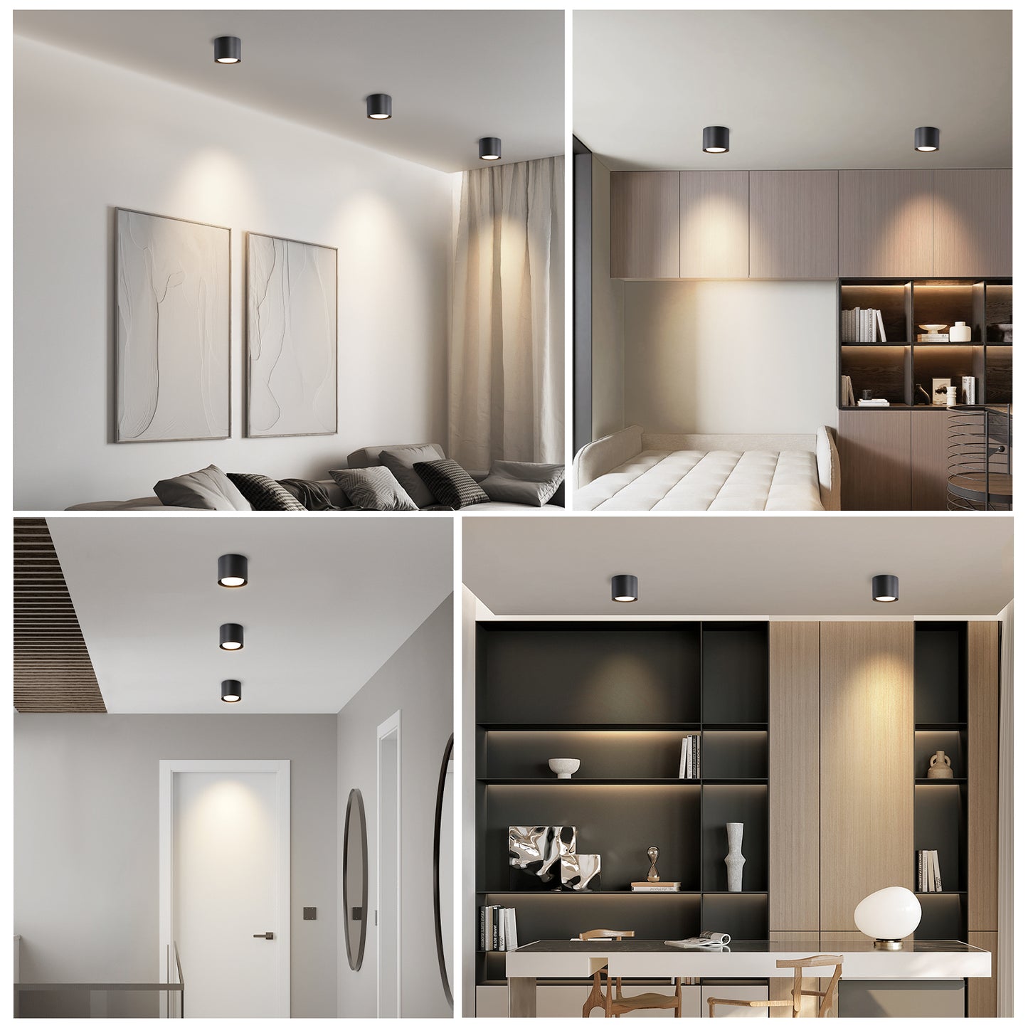 ZMH LED Aufbauspot Schwarz Aufbaustrahler: Deckenspots Rund 5W kleine Deckenleuchte Aufputz GX53 3000K Aufbauleuchte schwenkbar aus Aluminium Deckenstrahler f¨¹r Wohnzimmer Treppenhaus Flur