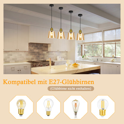 Pendelleuchte Esstisch H?ngelampe Wohnzimmer - Esstischlampe Glas E27 H?ngeleuchte Schlafzimmer 1 Flammig Pendellampe Vintage Retro Esszimmerlampe Transparent f¨¹r K¨¹che Hotel(ohne Leuchtmittel)