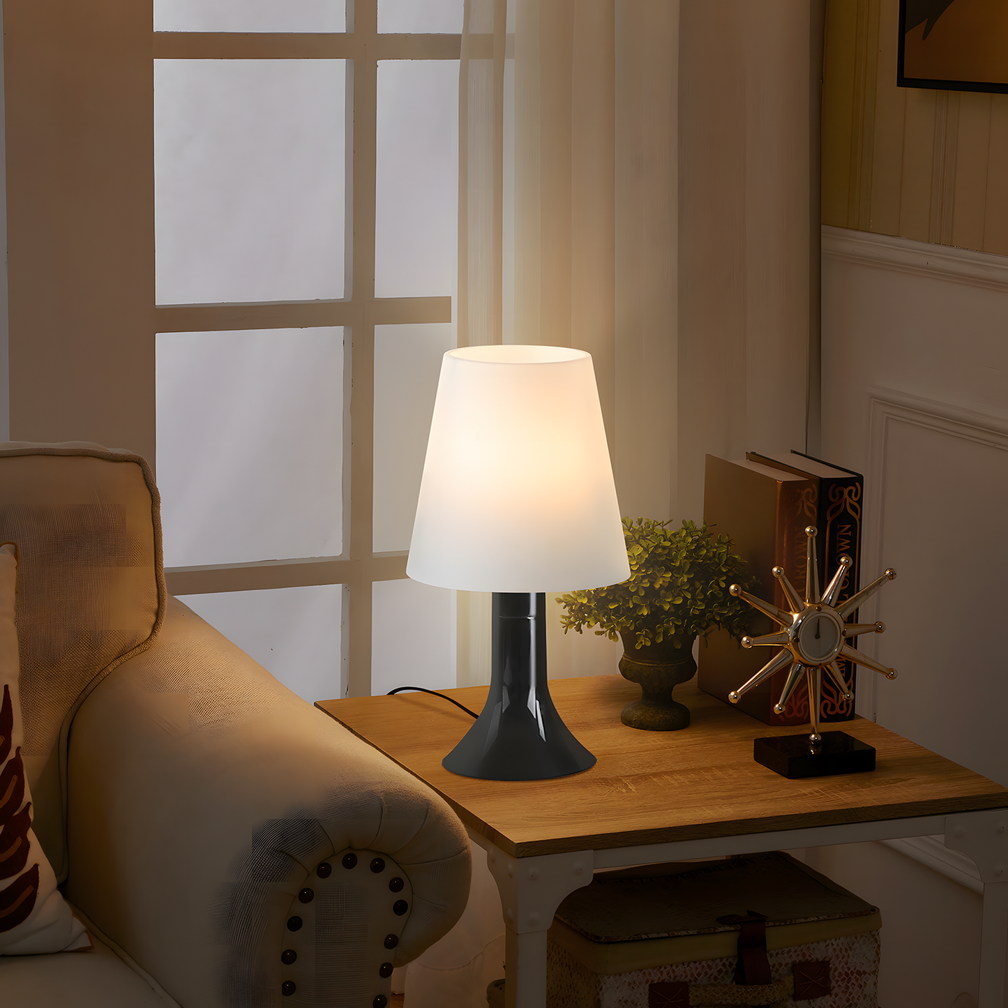 Nachttischlampe Wohnzimmer Tischlampe mit Kabel - Tischleuchte 2er Set Kleine Lampe Schwarz E14 Tischlampen Moderne Landhausstil für Esstisch Schlafzimmer - Ohne Leuchtmittel