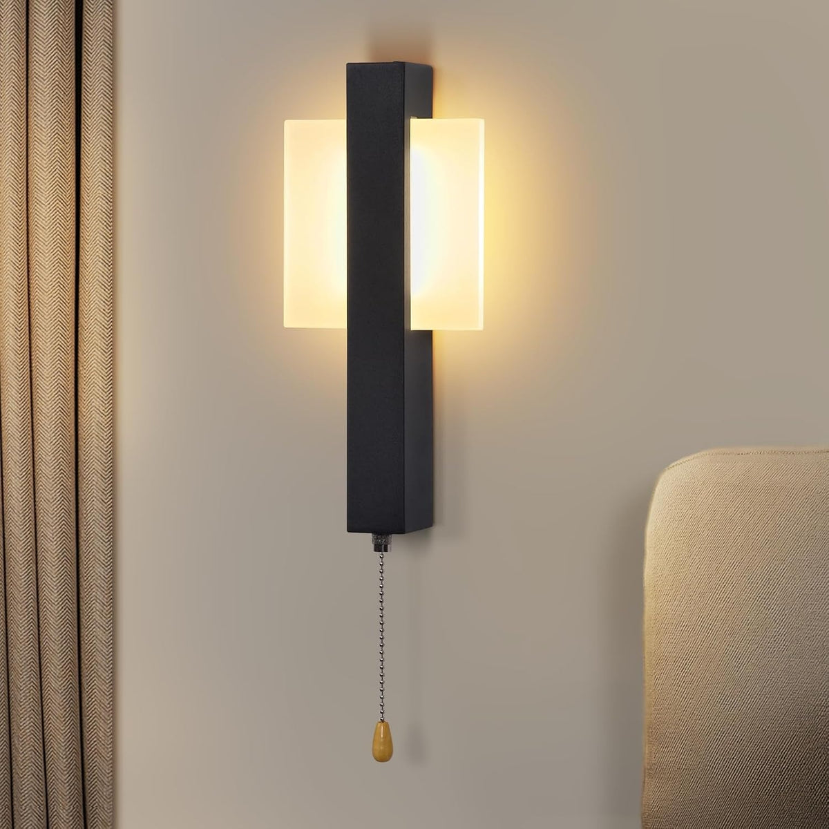 ZMH Wandleuchte LED Wandlampe mit Schalter Innen Schwarz 6W Flurlempe