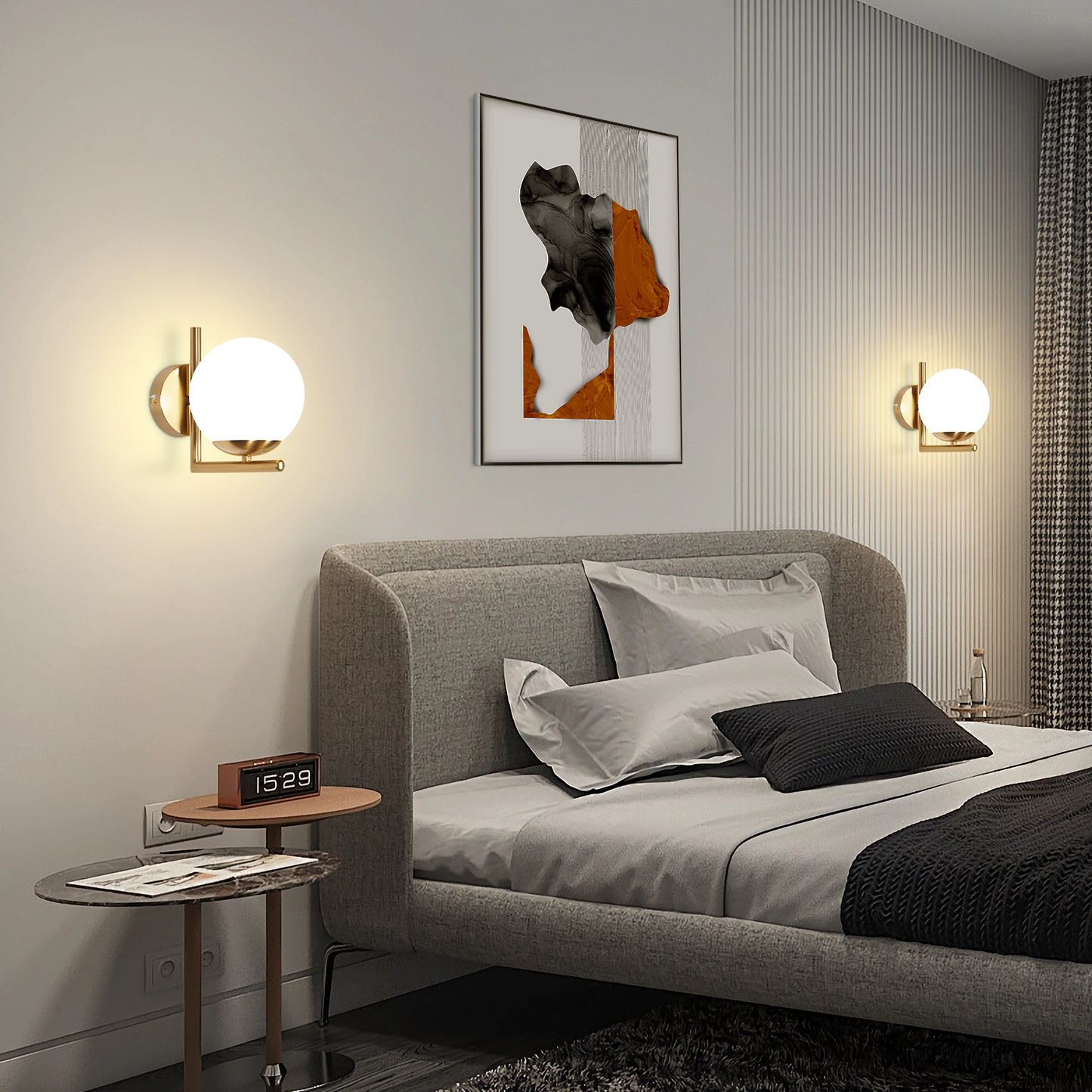 Wandleuchte Innen Wandlampe Schlafzimmer - Wandbeleuchtung Treppenhaus Glaskugel Vintage Gold Glas Lampenschirm Flurlampe Badezimmer E27 Modern Design Beleuchtung f¨¹r Flur Bad - Ohne Leuchtmittel
