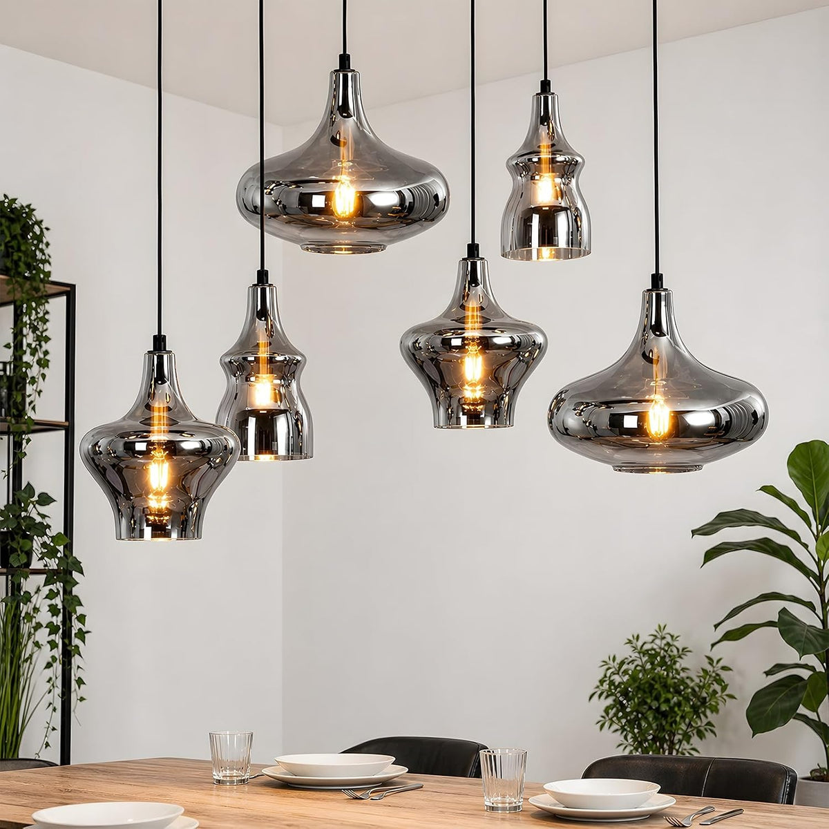 ZMH Hängelampe Esstisch Pendelleuchte Wohnzimmer 6 Flammig E27 Vintage