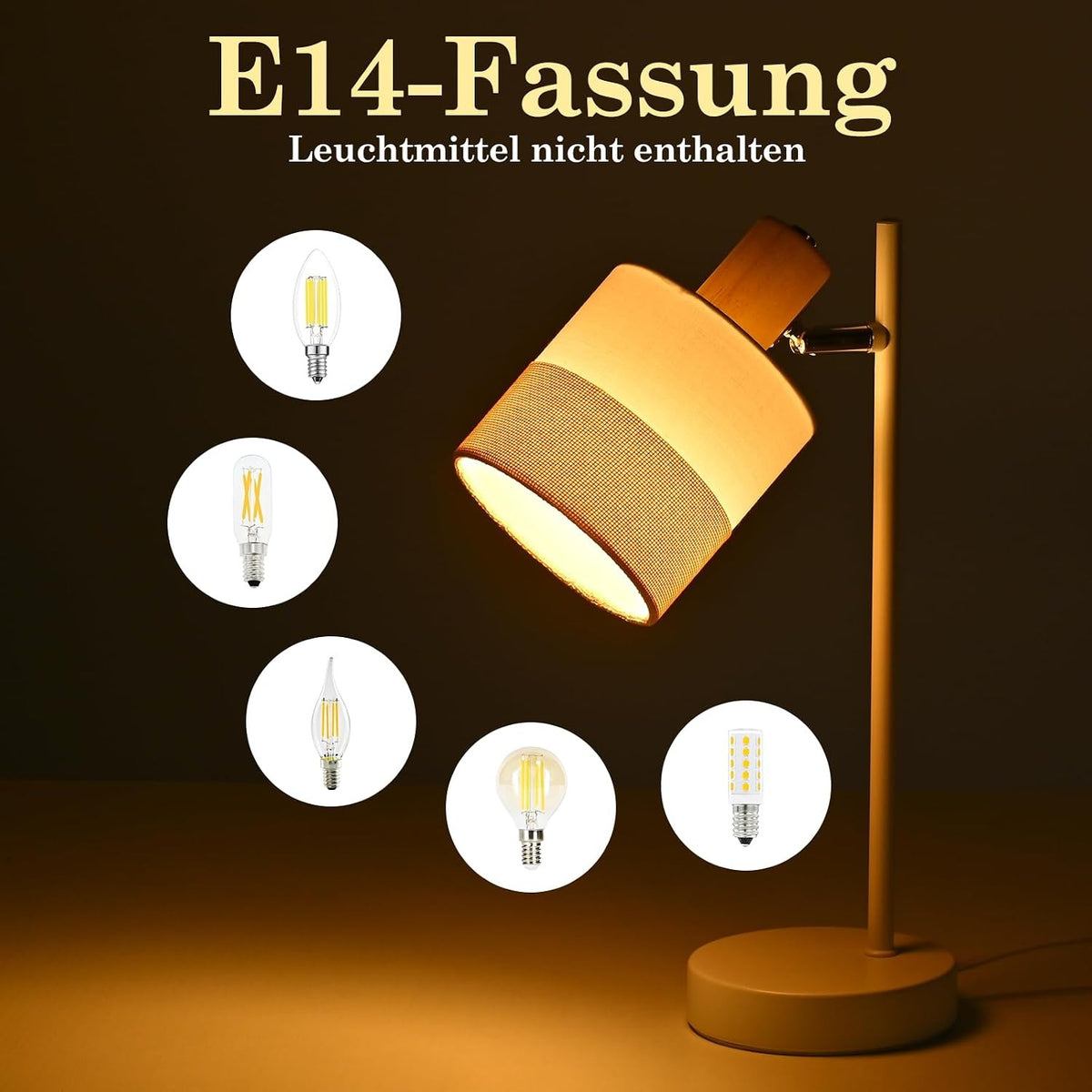 ZMH Tischlampe Wohnzimmer Nachttischlampe Holz 2er Set E14