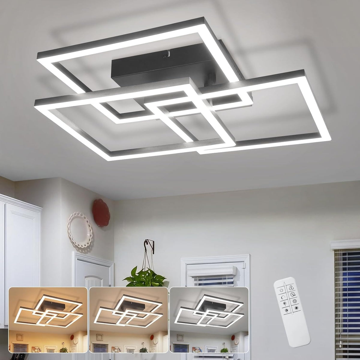 ZMH LED Deckenlampe, 31W Deckenleuchte Wohnzimmer mit Fernbedienung