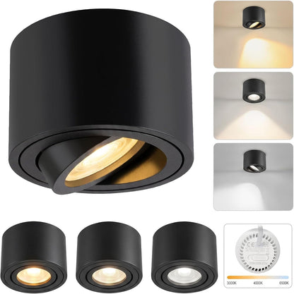 ZMH 4 Stück LED Aufbauspot Schwarz/Weiß Spots Deckenleuchte Dimmbar Ø80x50mm