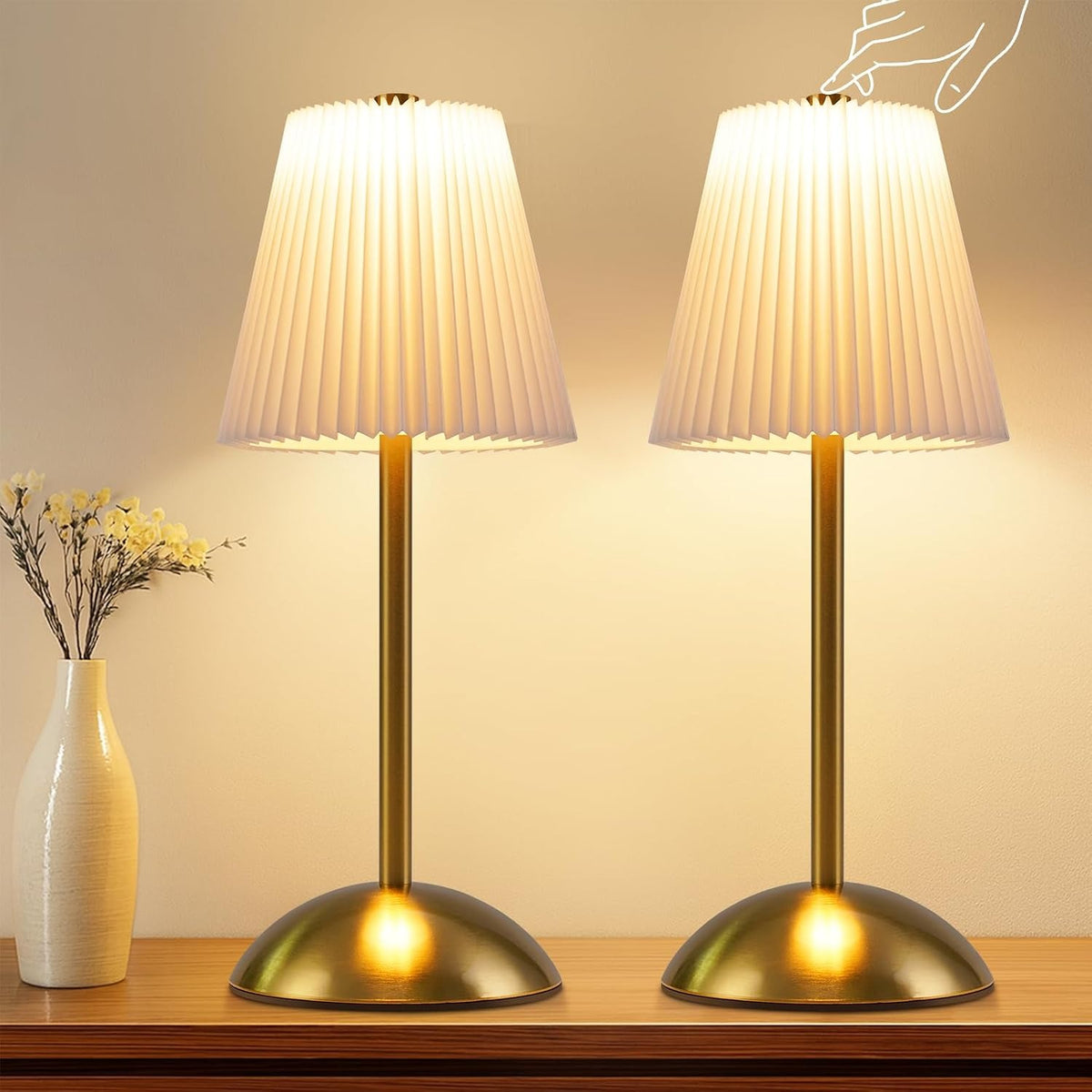 ZMH Tischlampe Kabellos Nachttischlampe 2er Set LED Akku Tischleuchte Aufladbar