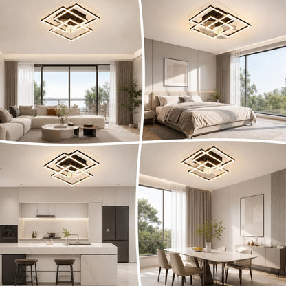 ZMH LED Deckenventilator mit Licht Modern Schwarz 29W Dimmbare