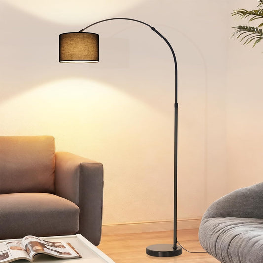 ZMH Bogenlampe Wohnzimmer Stehlampe - Stoffschirm Ø30 cm Stehleuchte 181CM