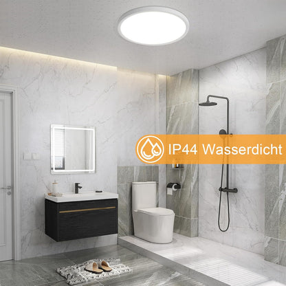 Deckenlampe LED Deckenleuchte Flach - Ø30cm Badezimmerlampe Badezimmer Dimmbar Rhombenplatte Küchenlampe Rund Schlafzimmerlampe Weiß 24W Flurlampe Badlampe für Bad Küche Flur Schlafzimmer