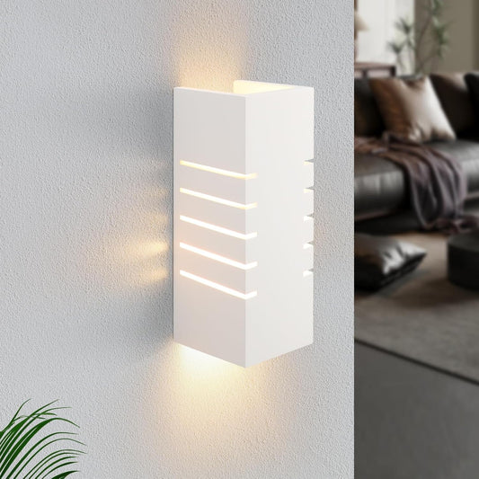 ZMH Wandleuchte Innen Wandlampe Up Down - Modern Design Flur Wandlampen E14 Treppenhaus Beleuchtung Wei? Gipsleuchte Wandbeleuchtung f¨¹r Schlafzimmer Kinderzimmer - Ohne Leuchtmittel