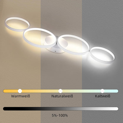 ZMH Deckenlampe LED Deckenleuchte Wohnzimmer: 100cm Wohnzimmerlampe Dimmbar 4-Ringen Modern Schlafzimmerlampe 56W Weiß Deckenbeleuchtung mit Fernbedienung Design für Schlafzimmer Büro Küche