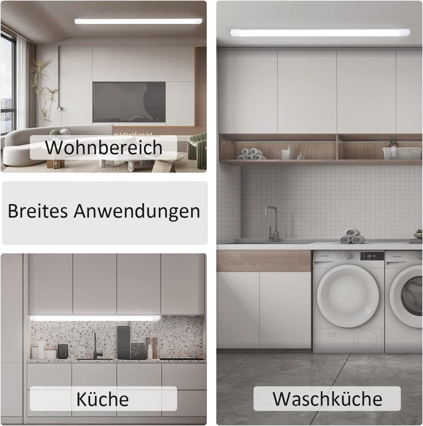 ZMH LED Deckenleuchte 120CM Deckenlampe - 36W 3850LM Werkstattlampe Kellerlampe Flach Neutralweiß 4000K Küchenlampe Energiesparen Röhre Abstrahlwinkel 180 ° für Garage Küche Warenhaus Büro Keller ZMH-Lichtstein