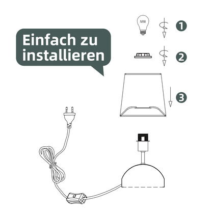 Nachttischlampe 2er Set Tischlampe mit Kabel - Tischleuchte Schwarz Klein Nachtlampe Schlafzimmer Stoff Bettlampe Modern Design Schreibtischlampe f¨¹r Wohnzimmer B¨¹ro Bett Tisch Fenster Hotel