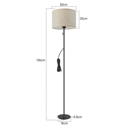 ZMH Stehlampe Wohnzimmer Vintage Stehleuchte: LED Dimmbar Standleuchte 136cm Standlampe Beige Lampenschirm 3000K-6500K Wohnzimmerlampe Seilzugschalter Retro Stoff Leselampe f¨¹r Schlafzimmer B¨¹ro