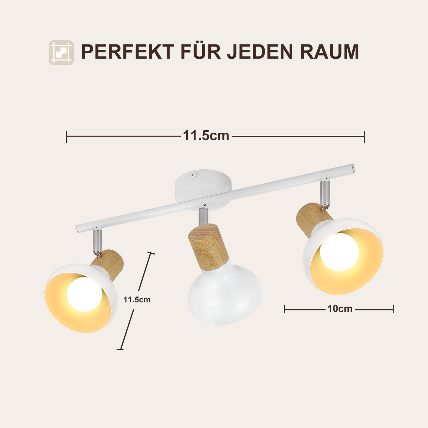 ZMH Deckenstrahler 3 Flammig Deckenleuchte Vintage - Deckenlampe Flur Weiß Deckenspots E14 Strahler Innen Industrial Metall 350°Schwenkbar Spots für Schlafzimmer Wohnzimmer(Ohne Leuchtmittel)