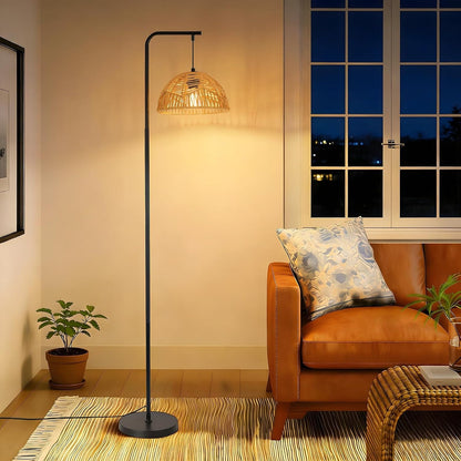 ZMH Stehlampe Rattan Stehleuchte Boho Standlampe 1 Flammig