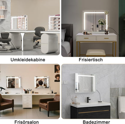 ZMH Schminkspiegel mit Beleuchtung,58x46cm LED Hollywood Tischspiegel