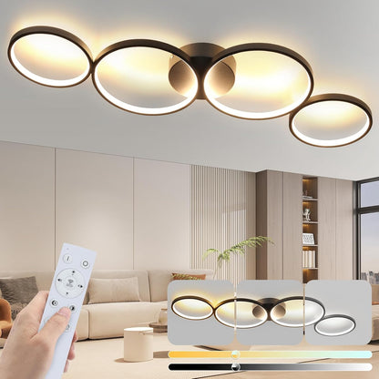 ZMH LED Deckenlampe Modern, 4-flammig in Ring-Optik, 37W Warmweiß 3000K, Deckenleuchte Rund 89cm aus Aluminium
