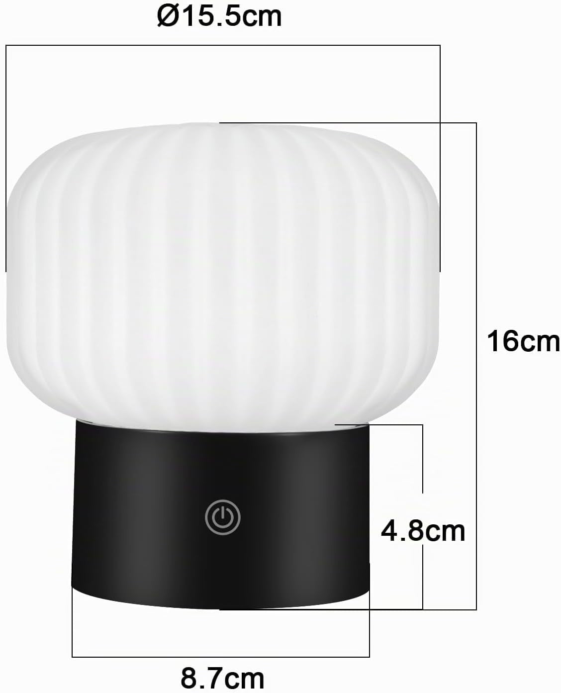 ZMH Tischlampe Kabellos Nachttischlampe Akku LED Aufladbar Tischleuchte Dimmbar