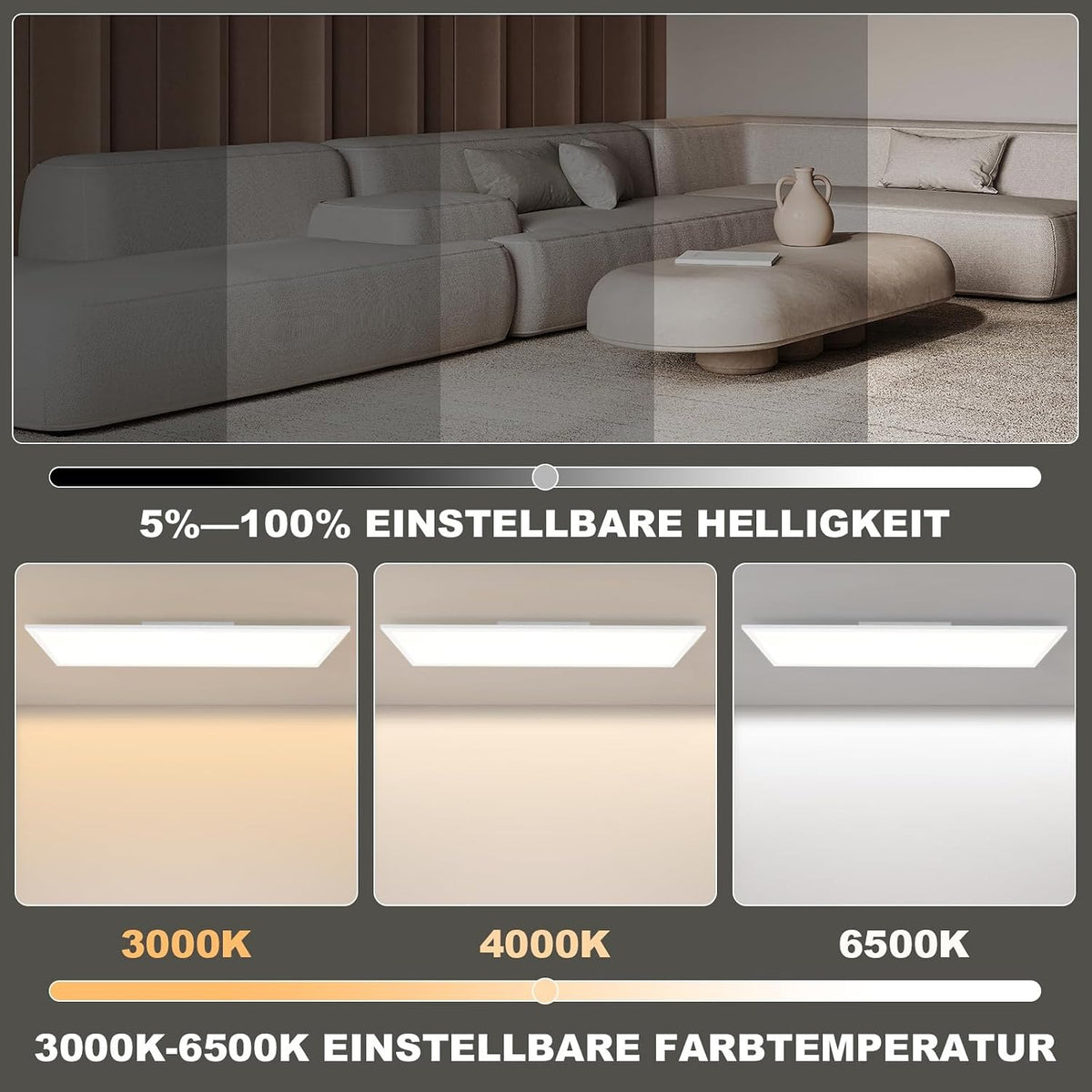 ZMH LED Panel 100x25 RGB Dimmbar Deckenpanel Dimmbar Lang
