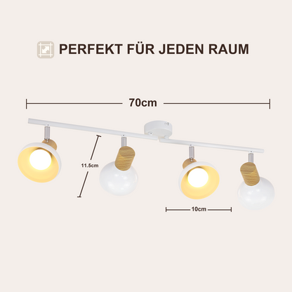 ZMH Deckenstrahler 4 Flammig Deckenleuchte Vintage - Deckenlampe Wohnzimmer Weiß Strahler Innen E14 Deckenspots Metall Industrial 350°Schwenkbar Spots für Flur Schlafzimmer(Ohne Leuchtmittel)