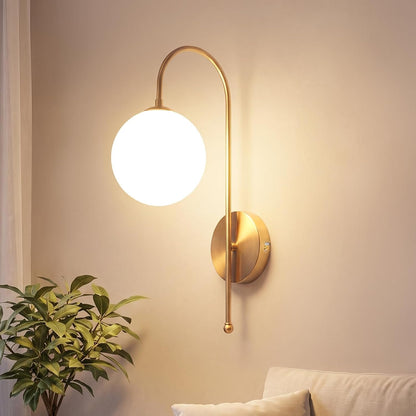 ZMH Wandleuchte Innen Wandlampe Schlafzimmer Ø36CM Glaskugel Lampenschirm