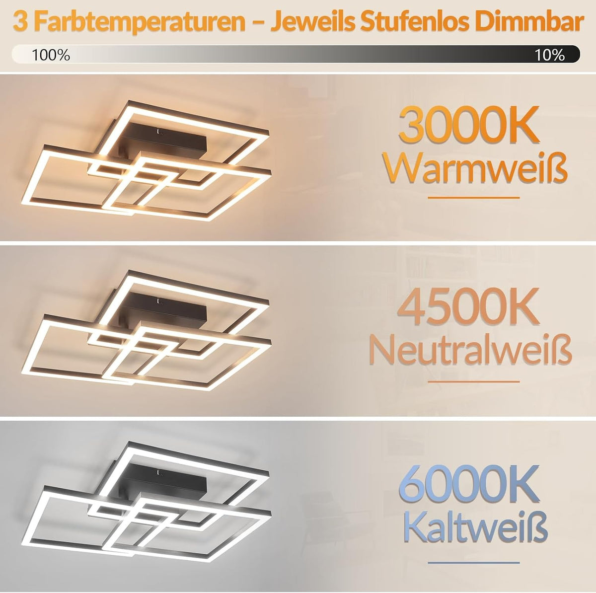 ZMH LED Deckenlampe, 31W Deckenleuchte Wohnzimmer mit Fernbedienung