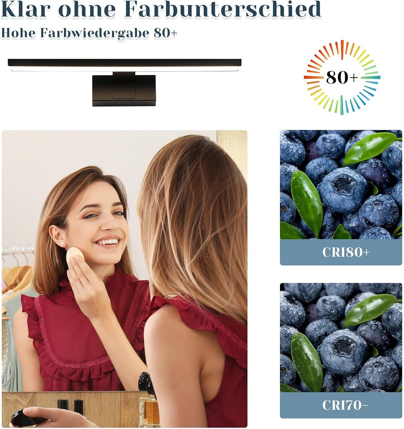 ZMH LED Spiegelleuchte Bad 30-40CM 6W Spiegellampe Badezimmer 4000K