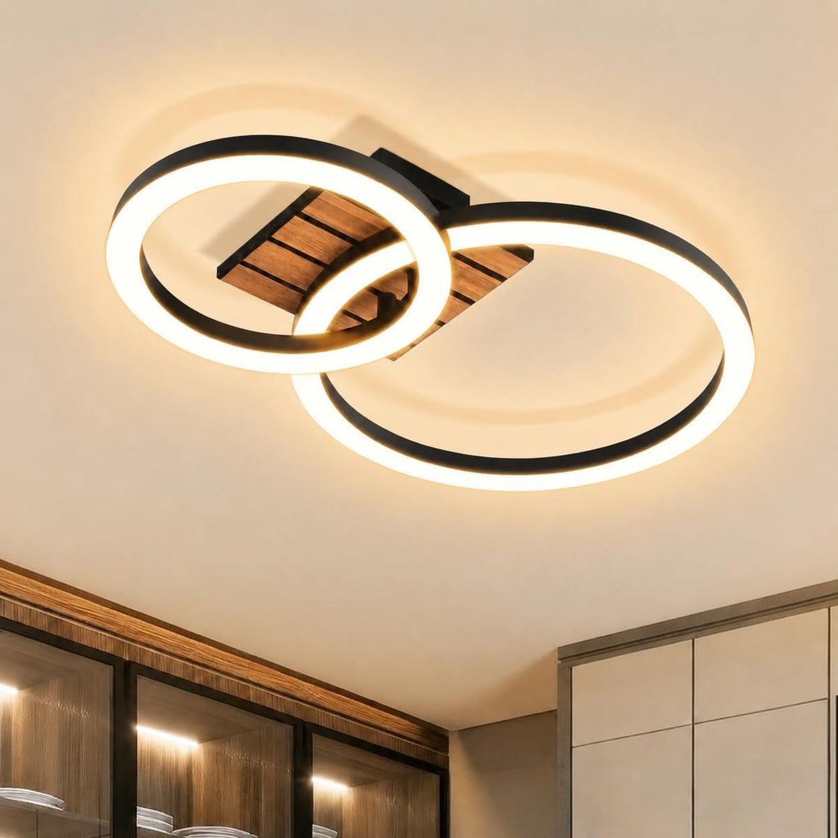 ZMH Deckenleuchte Wohnzimmer Deckenlampe LED 2-Ring Design Küchenlampe