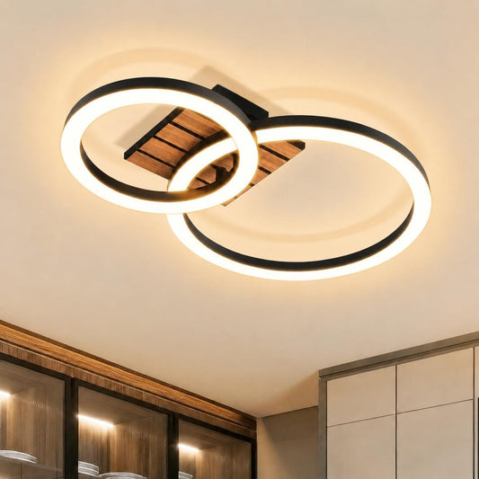 ZMH Deckenleuchte Wohnzimmer Deckenlampe LED 2-Ring Design Küchenlampe