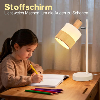 ZMH Tischlampe Wohnzimmer Nachttischlampe Holz 2er Set E14