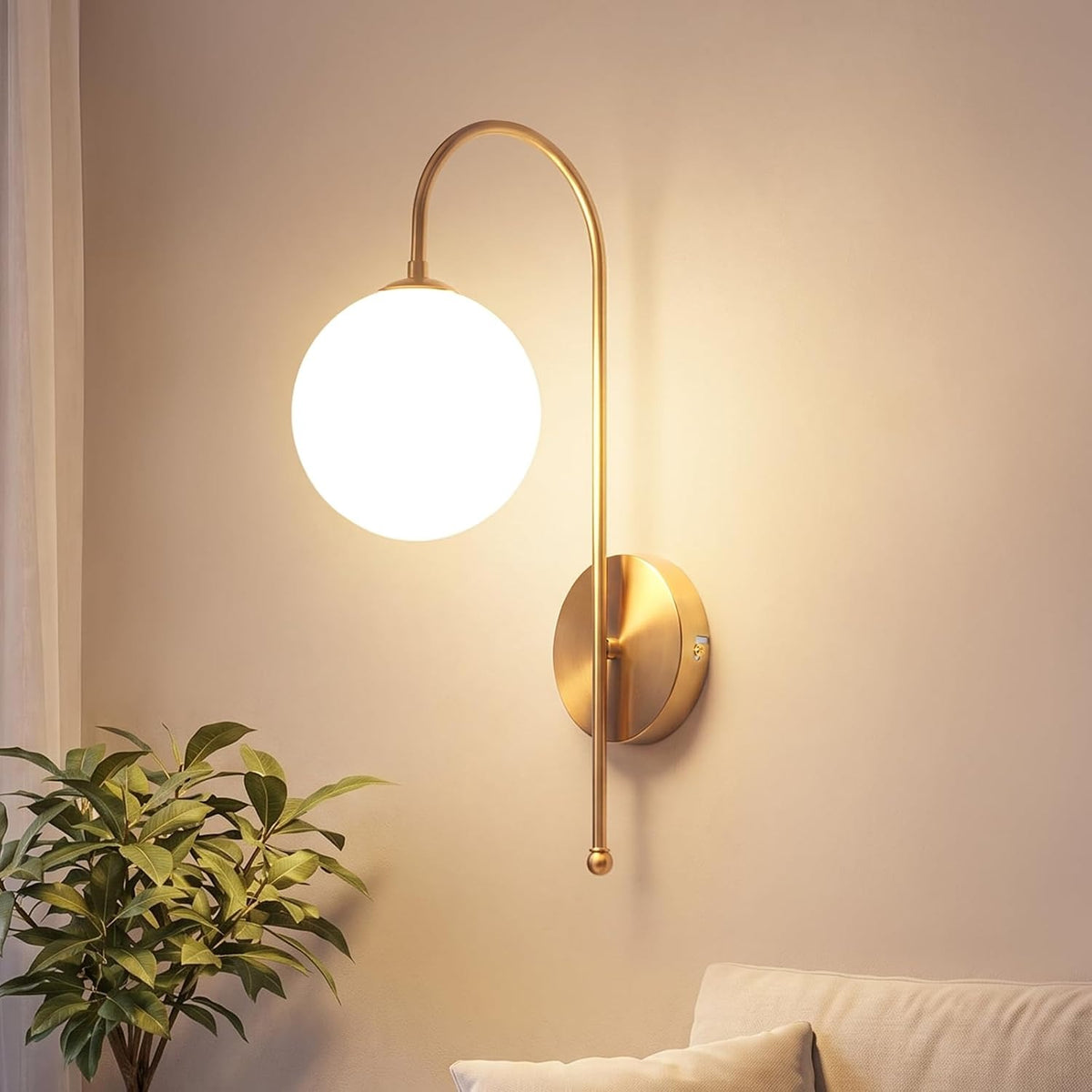 ZMH Wandleuchte Innen Wandlampe Schlafzimmer G9 Flurlampe Gold Glaskugel
