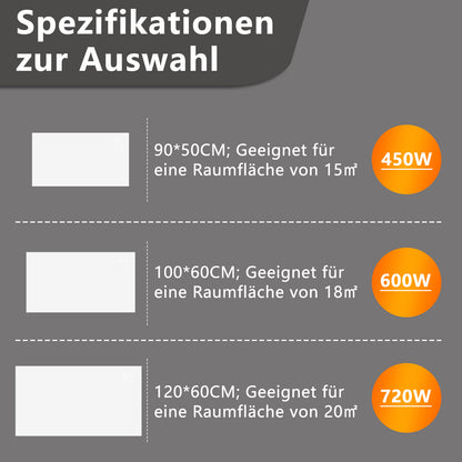 ZMH Infrarotheizung mit Thermostat Infrarot Wandheizung - 450W/600W/720W Elektroheizung mit Fernbedienung Elektrisch Heizung Energiesparend Standgerät Elektroheizkörper Wandmontage Heizgerät