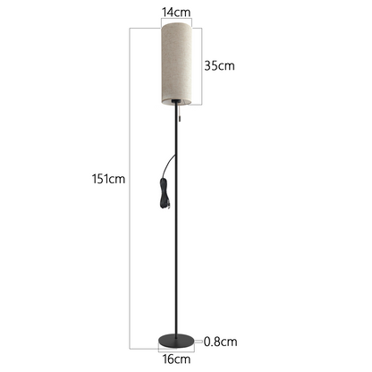 ZMH Stehlampe Wohnzimmer Dimmbar Stehleuchte: LED Standleuchte 3 Farbtemperaturen Vintage Beige Lampenschirm Standlampe mit Seilzugschalter Retro Stoff Leselampe f¨¹r Schlafzimmer Esszimmer B¨¹ro