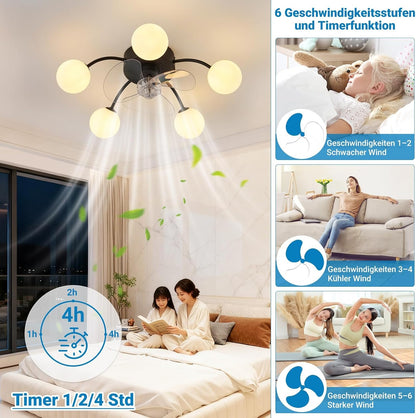 ZMH Deckenleuchte mit Ventilator Leise Deckenventilator Ohne Licht