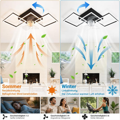 ZMH LED Deckenventilator mit Beleuchtung und Fernbedienung Dimmbar