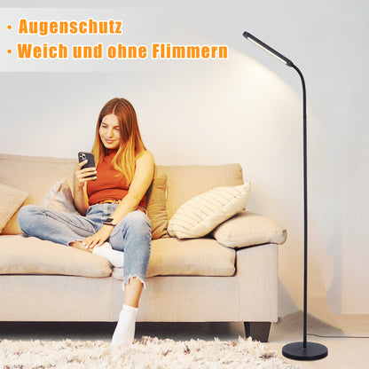 ZMH Stehlampe LED Standleuchte Wohnzimmer - Dimmbar Modern Standleuchte Schwarz 5 Farben und 5 Helligkeitsstufen 11W 360¡ã Flexibler Schwanenhals Leselampe mit Fernbedienung f¨¹r Schlafzimmer B¨¹ro
