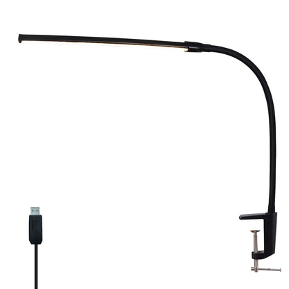 ZMH Schreibtischlampe LED Klemmbar - Schreibtischleuchte Schwarz 3 Farben und 5 Helligkeitsstufen USB 5W Tageslichtlampe Augenschutz Schwanenhals Tischlampe f¨¹r B¨¹ro Arbeitszimmer Schneider