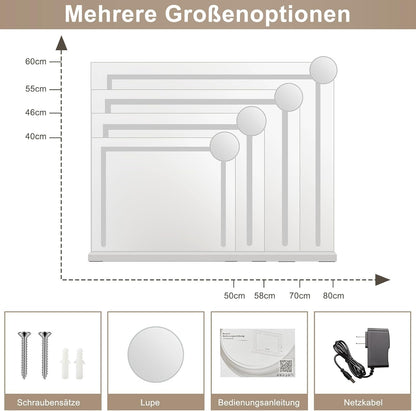 ZMH Schminkspiegel mit Beleuchtung,58x46cm LED Hollywood Tischspiegel
