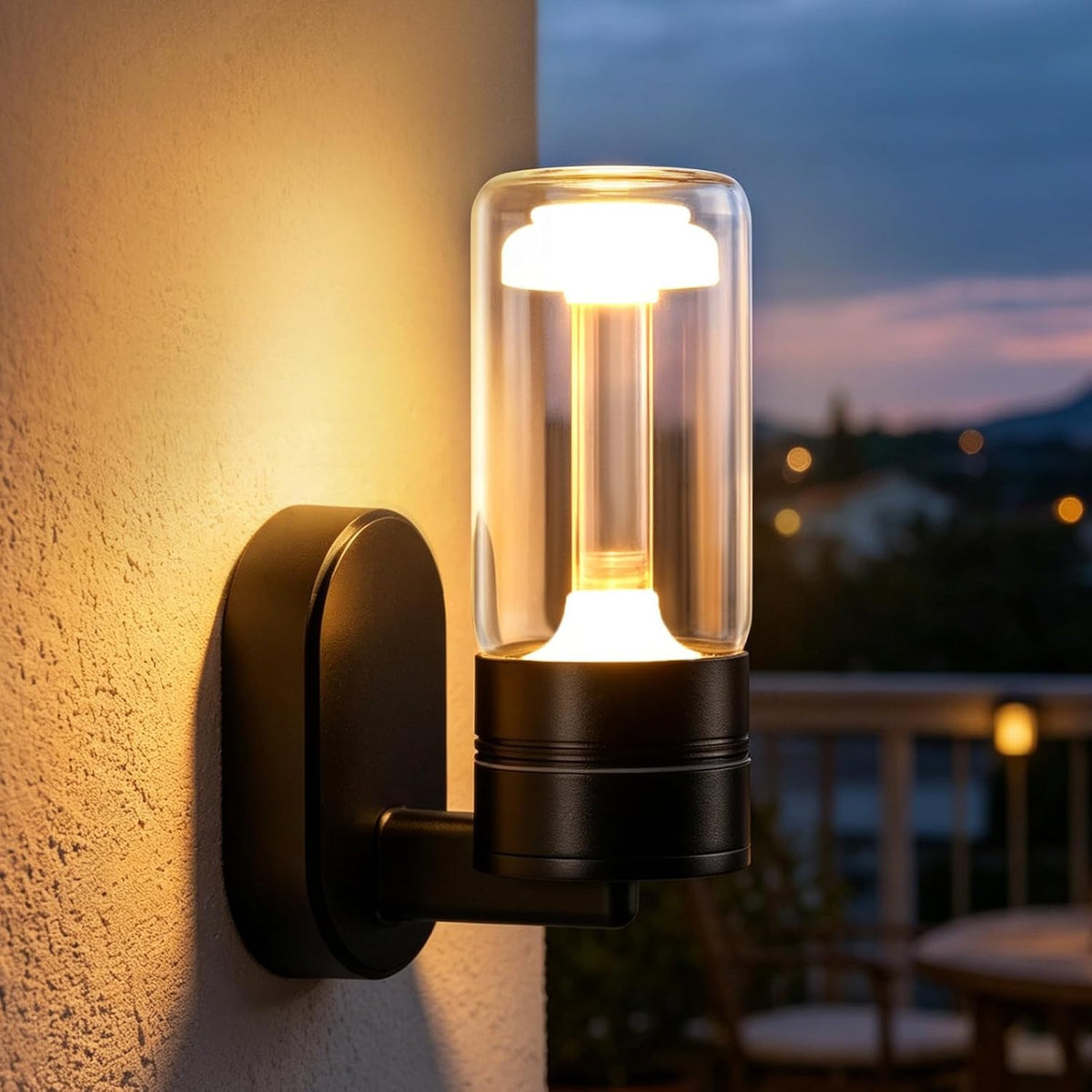 ZMH LED Wandleuchte Aussen Außenlampe Schwarz 10W 3000K Glas