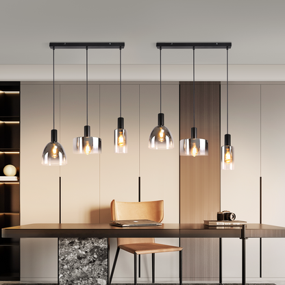 H?ngelampe Esszimmerlampe 3 Flammig H?ngeleuchte- E27 Vintage Esstisch Pendelleuchte H?henverstellbar Glas Schwarz Pendellampe H?ngend f¨¹r Schlafzimmer k¨¹che (ohne Leuchtmittel)