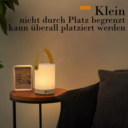 ZMH 2ER Nachttischlampe Touch LED Tischlampe - Dimmbar Geschenk Tischleuchte Kabellos mit USB Batteriebetrieben Akku Modern Tragbare Nachttischleuchte aus Stoff Bettlampe Kinder Schlafzimmer