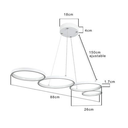 ZMH Pendelleuchte LED Pendellampe Dimmbar mit Fernbedienung 54W Esstischlampe Esstisch Weiß Hängelampe Ring Höhenverstellbar Esszimmerlampe für Wohnzimmer Schlafzimmer Arbeitszimmer Büro Esszimmer